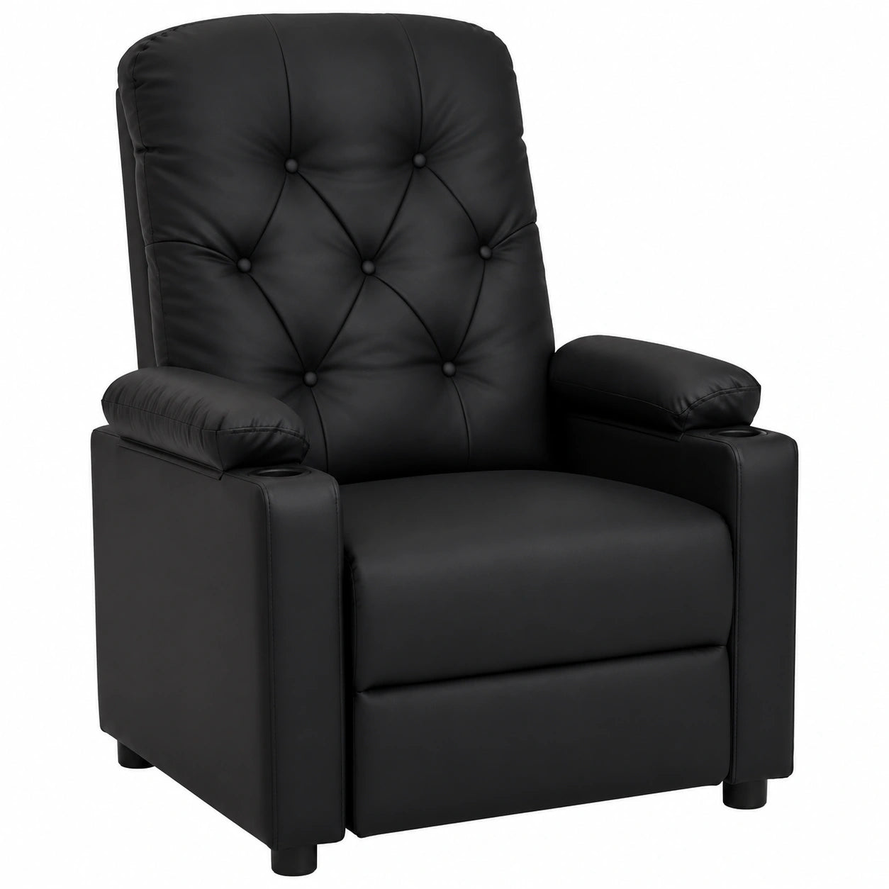 Ergonomischer Relaxsessel mit Verstellbarer Liegefunktion, Schwarzem Kunstleder, Robuster Rahmen