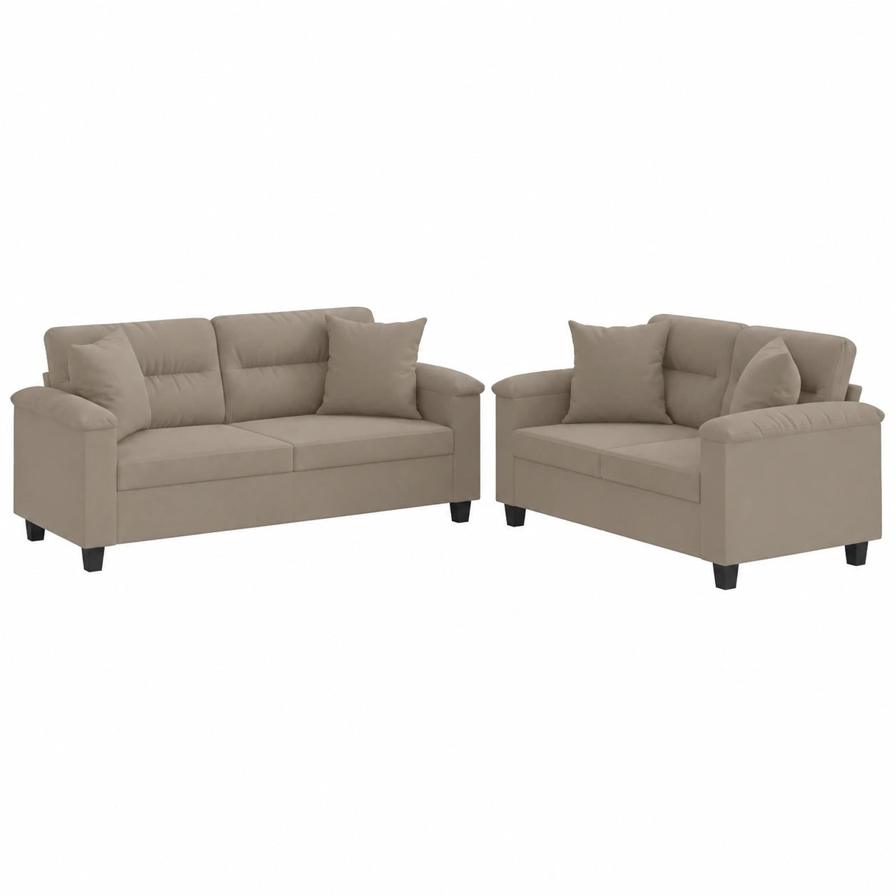 Moderne 2-teilige Sofagarnitur mit Kissen, Taupe Mikrofaser