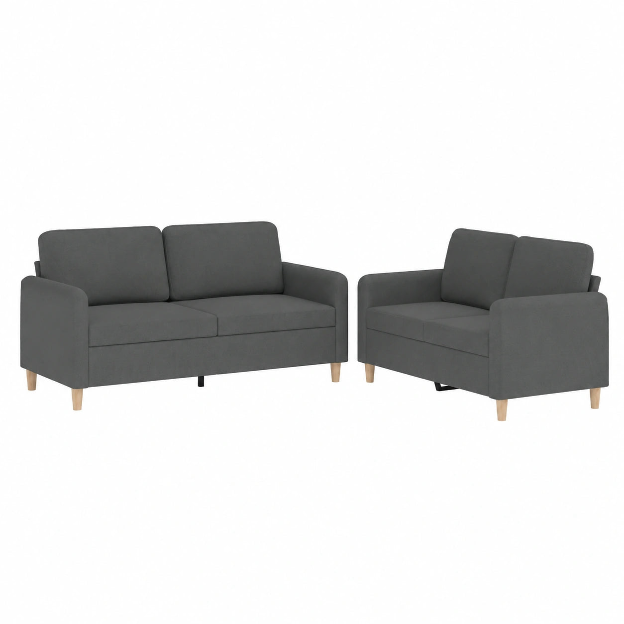 Elegante 2-teilige Sofagarnitur mit Kissen in Dunkelgrau