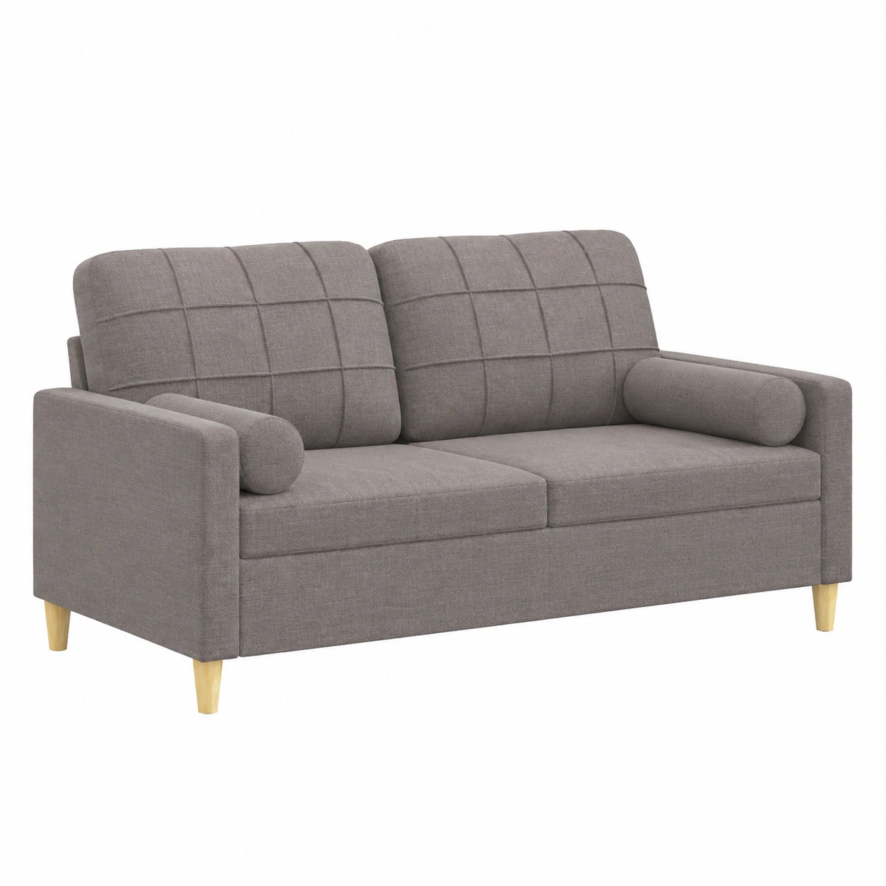 Zweiteiliges Sofa-Set mit Kissen in Taupe Stoff