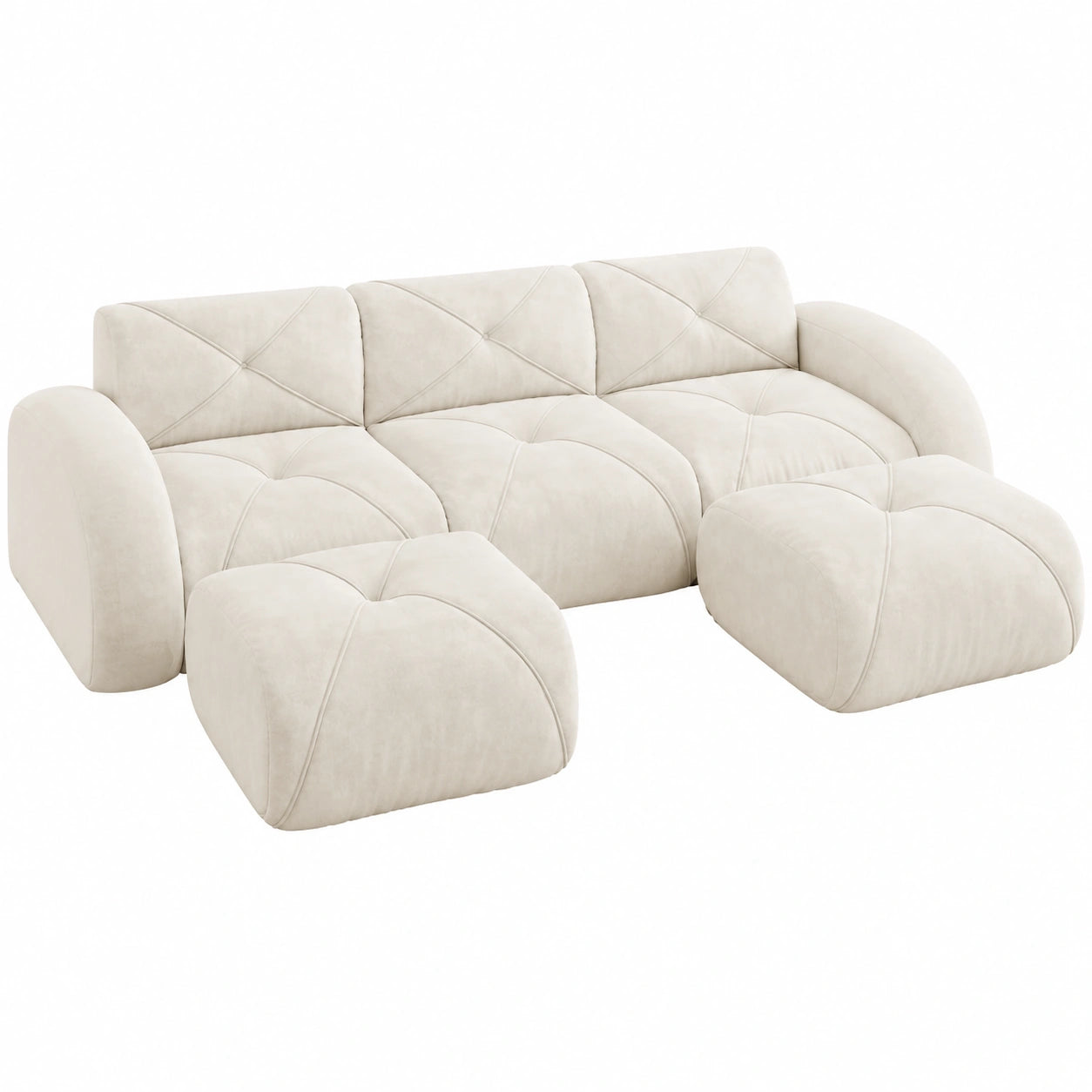 Vielseitiges modulares Ecksofa aus Chenille, 2-4-Sitzer, Hochdichter Schaumstoff, Rutschfest, Keine Montage, Farbe: Weiß