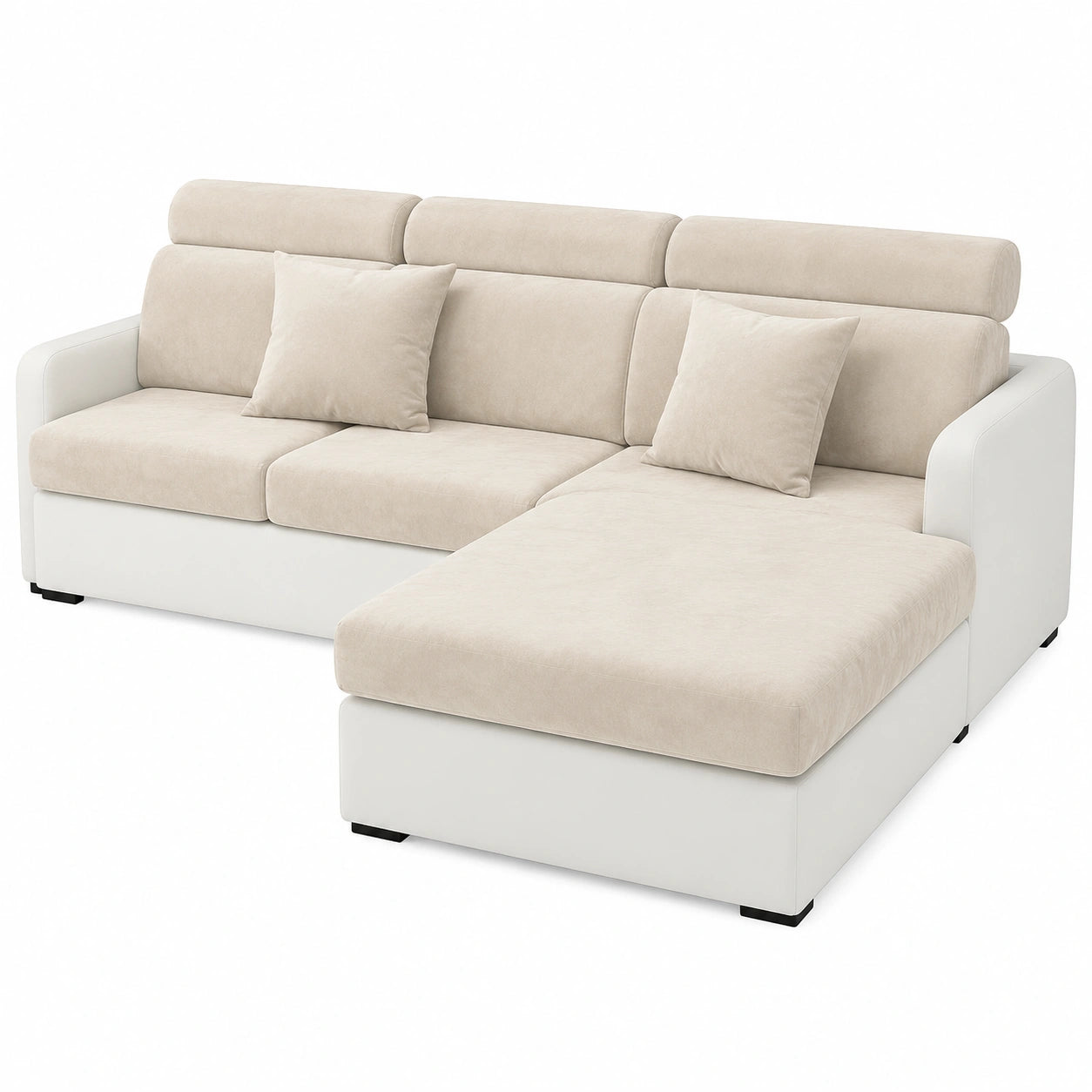 Stretch-Sitzkissenbezug aus Samt für Sofas - Rutschfest und Waschbar, Universalgröße, Beige