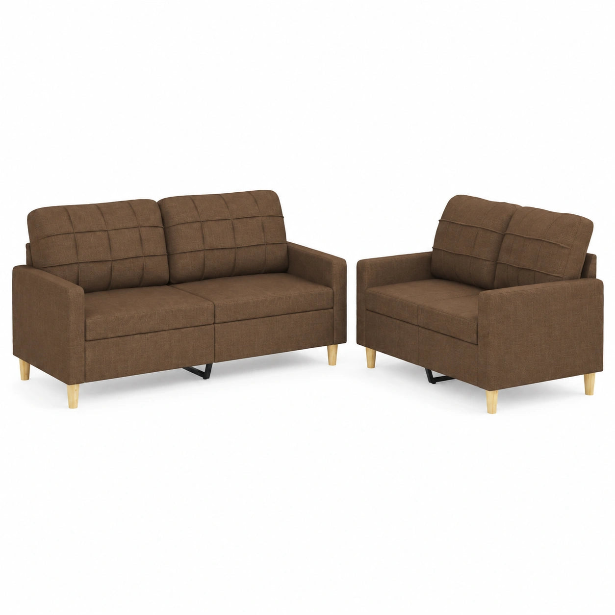 Moderne 2-teilige Sofagarnitur mit Kissen Braun Stoff