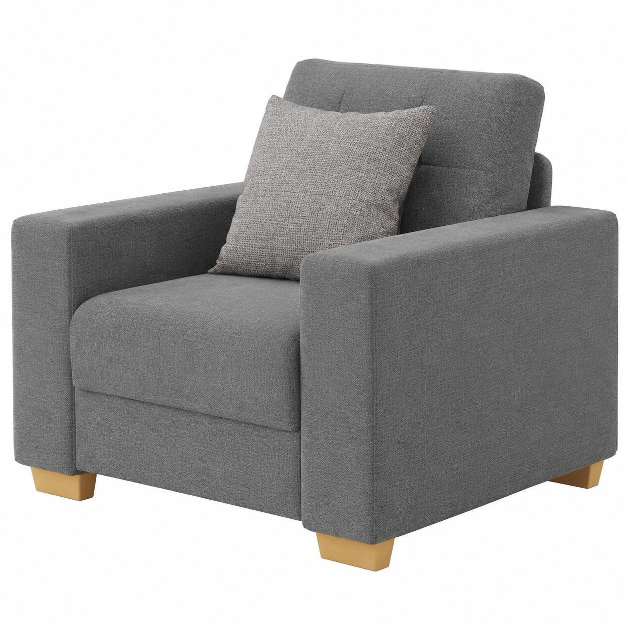Moderner Dunkelgrauer Sessel aus Stoff 100x78x80 cm mit Sperrholzrahmen und Komfortpolsterung, vielseitig und platzsparend für Wohnzimmer