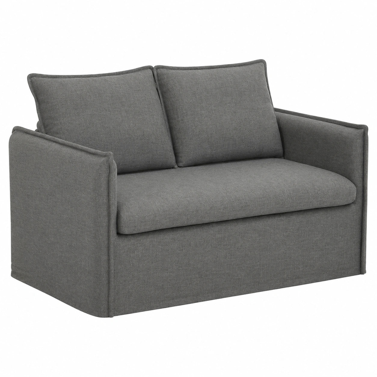 Modernes dunkelgraues Stoffsofa mit Metallrahmen, 136 x 82 x 85 cm, platzsparend und komfortabel