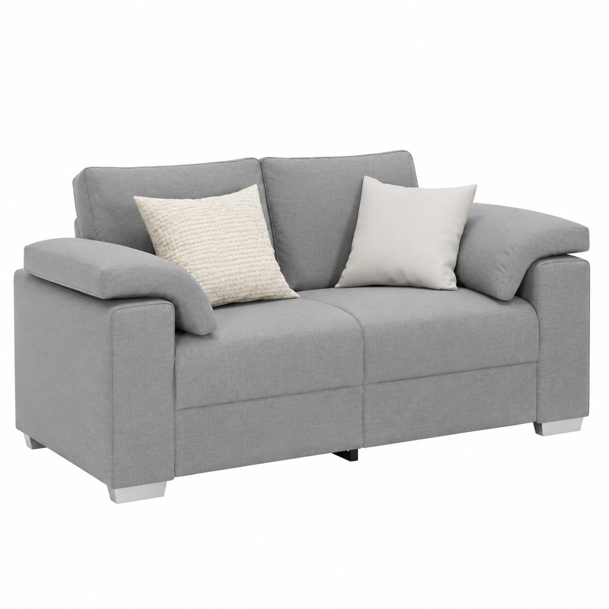 Modernes 2er Sofa-Set in Hellgrau, 219 x 80 x 82 cm, Stoffpolsterung