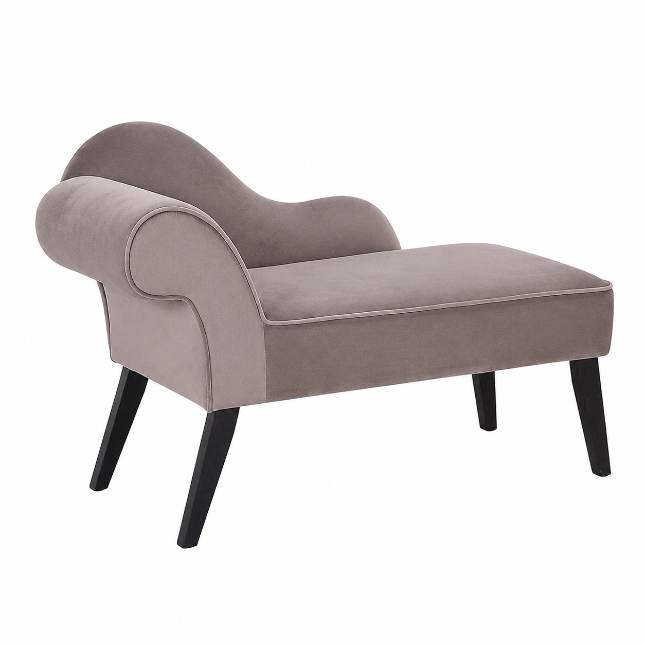 Moderne Chaiselongue aus grauem Samtstoff, linksseitig - Biarritz