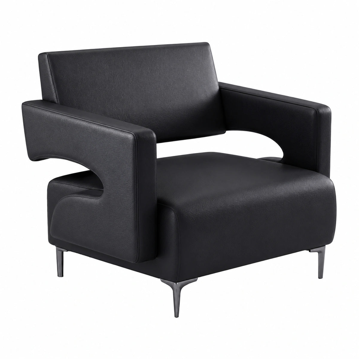 Moderne Lounge-Sofas und Sessel, breite Armlehnen, PU-Bezug und Schaumstoffpolsterung, ideal für Büroempfangsbereiche, schwarz