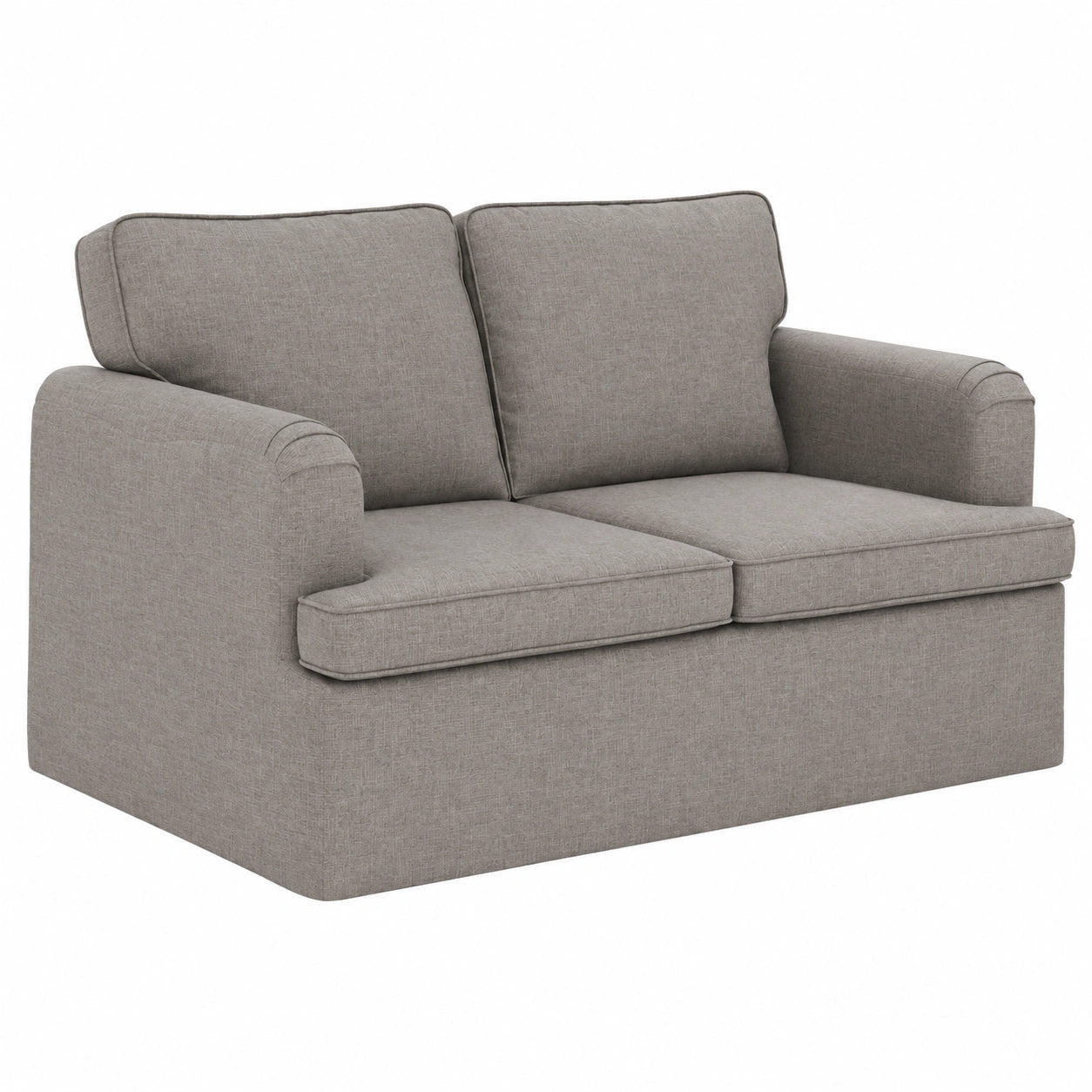 Modernes Schlafsofa aus Stoff, Taupe, 144 x 80 x 85 cm, mit Metallrahmen und Holzarmlehnen