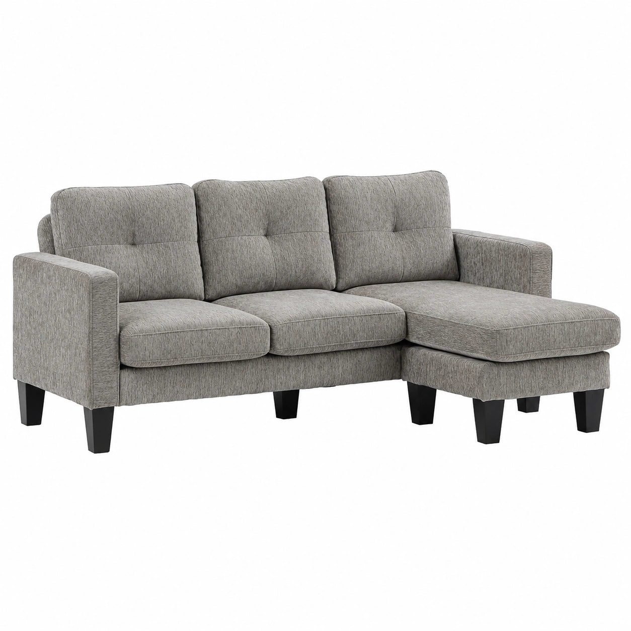 HOMCOM Modernes Ecksofa mit Chaiselongue, L-Form, Federkern, Stahlrahmen, Chenille, 186x130x84 cm, Grau-Braun