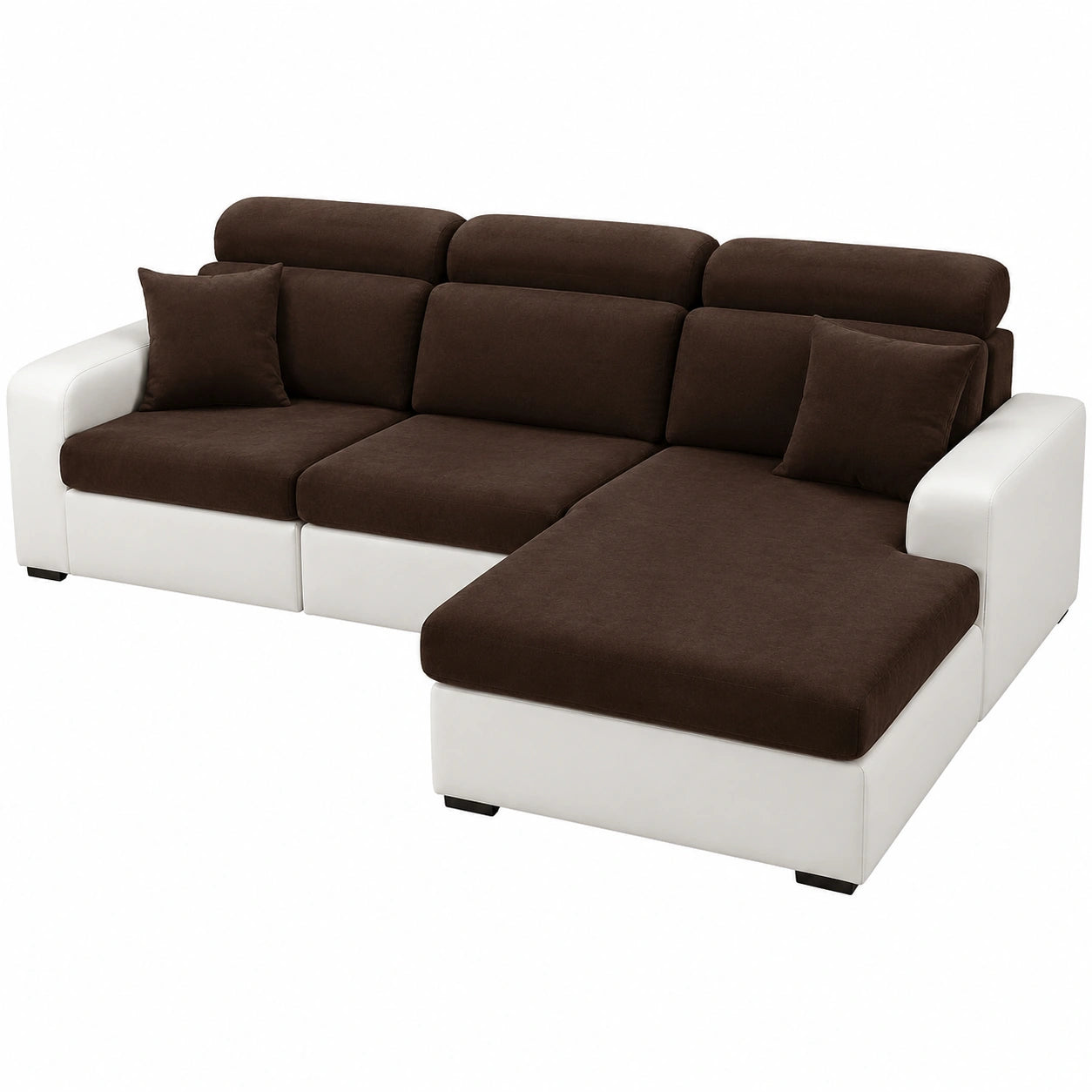 Elastischer Samt Sofabezug, rutschfest und waschbar, für Wohnzimmer Chaiselongue in Kaffee