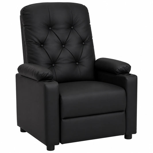 Ergonomischer Relaxsessel mit Verstellbarer Liegefunktion, Schwarzem Kunstleder, Robuster Rahmen