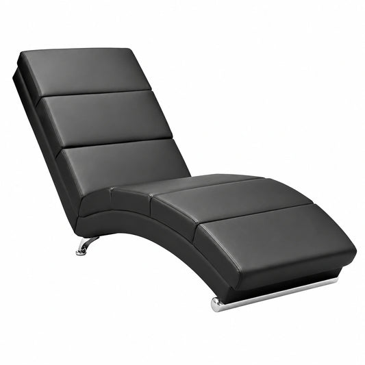 Ergonomische Chaiselongue XXL aus Kunstleder, Schwarz, 180kg Belastbarkeit