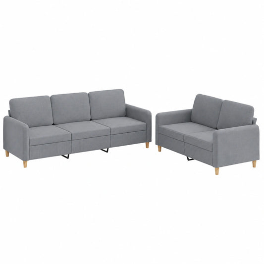 Elegante 2-teilige Sofa Garnitur mit Kissen in Hellgrau
