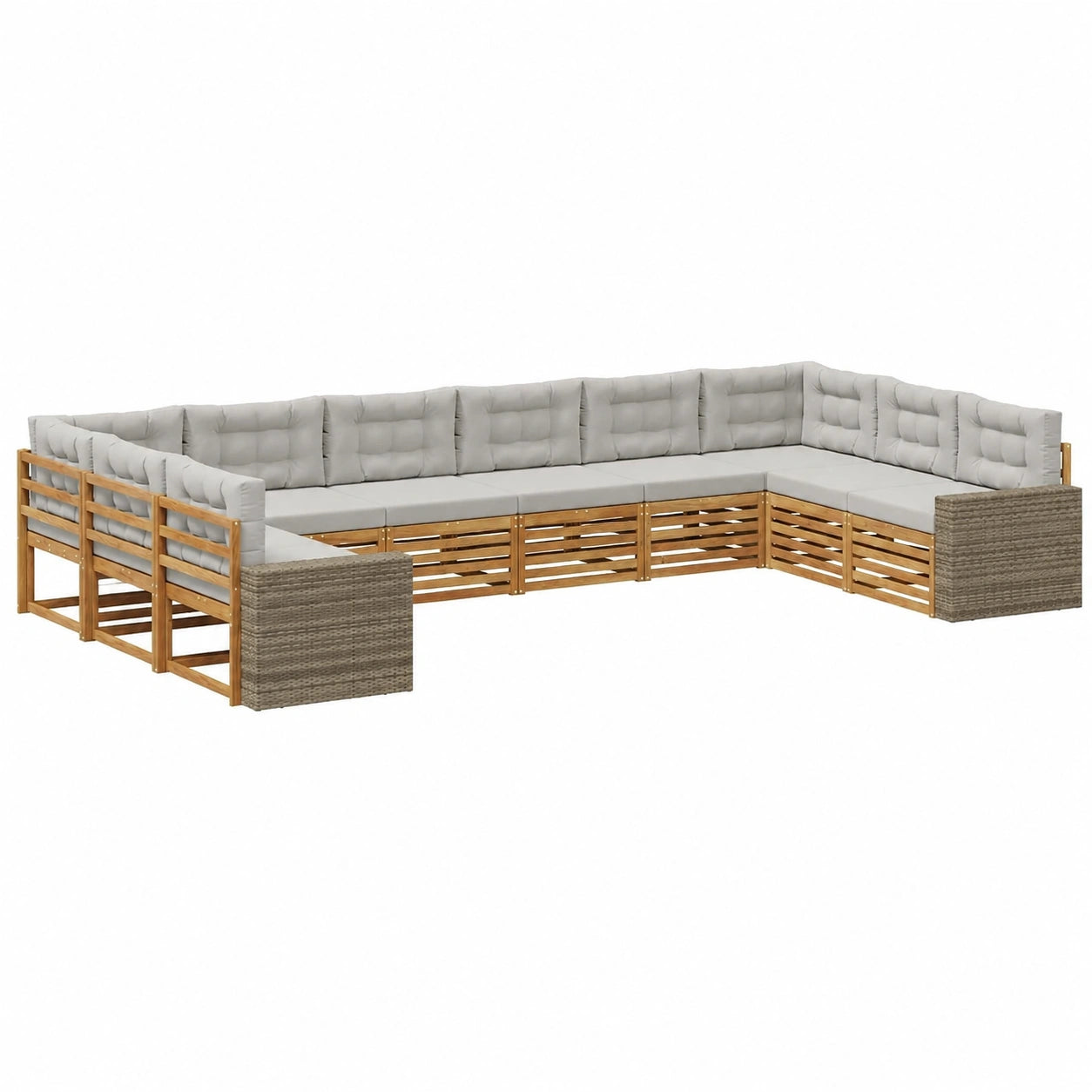 Hochwertiges Sofagarnitur-Set aus Akazienholz mit 10 Kissen
