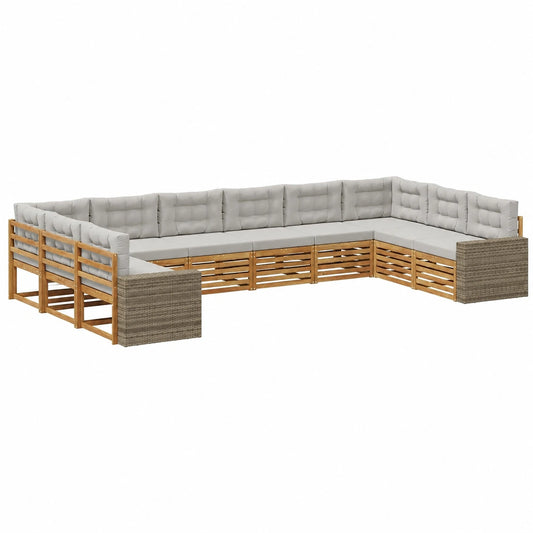 Hochwertiges Sofagarnitur-Set aus Akazienholz mit 10 Kissen