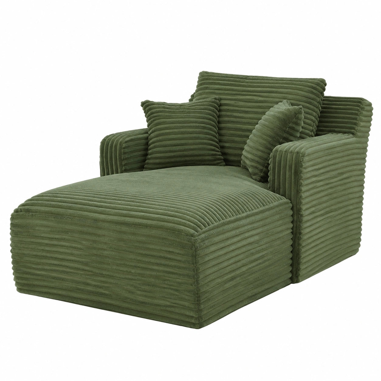 Anwick 166 cm Chaiselongue Sofa aus Cordstoff, Bequemer Loungesessel für Wohnzimmer, Tiefer Sitz und Relaxliege, Kein Aufbau nötig, Farbe: Grün