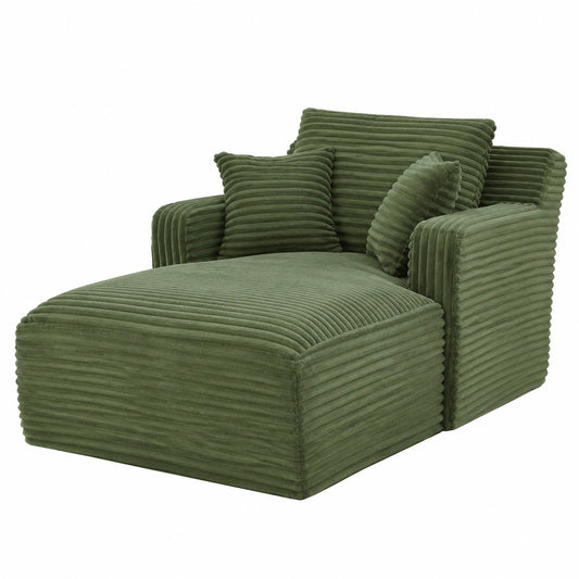 Anwick 166 cm Chaiselongue Sofa aus Cordstoff, Bequemer Loungesessel für Wohnzimmer, Tiefer Sitz und Relaxliege, Kein Aufbau nötig, Farbe: Grün