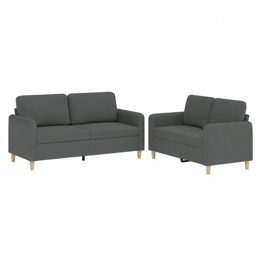 Elegante 2-teilige Sofagarnitur mit Kissen in Dunkelgrau