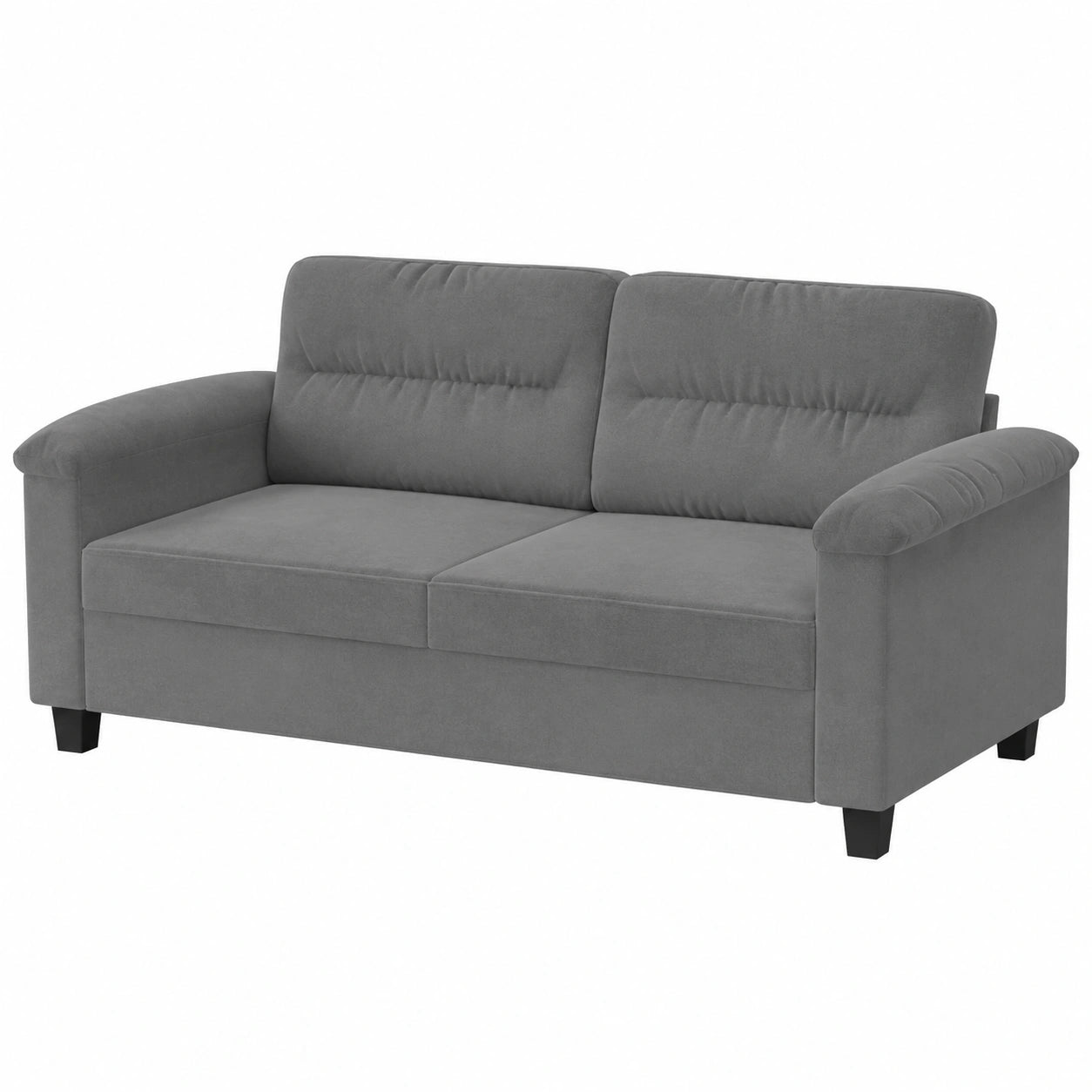 Zweiteiliges Sofa-Set mit Kissen aus dunkelgrauem Mikrofaserstoff