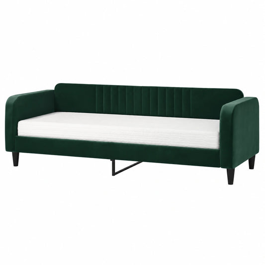 Verstellbares Schlafsofa aus Samt in Dunkelgrün für Wohnzimmer und Büro, 100 x 200 cm