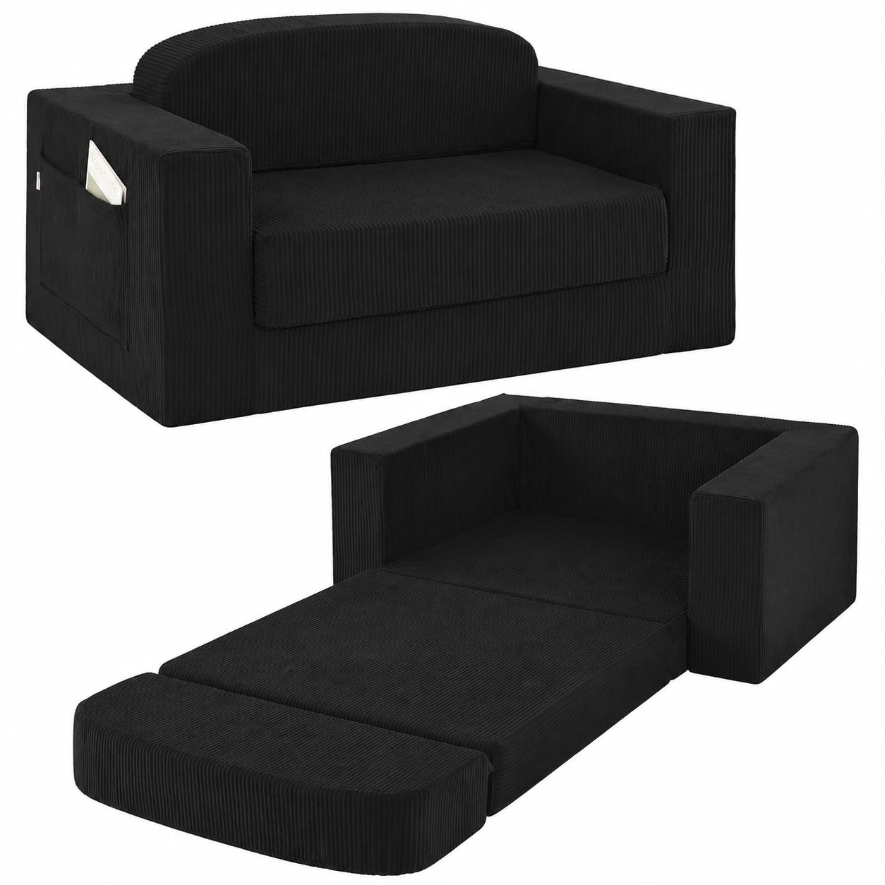 MeMoreCool Sofamatratze ohne Gestell, Klappbares 2-Sitzer Schlafsofa aus Cord, mit Hochdichtem Schaumstoff für Wohnzimmer, Gästezimmer & Schlafzimmer