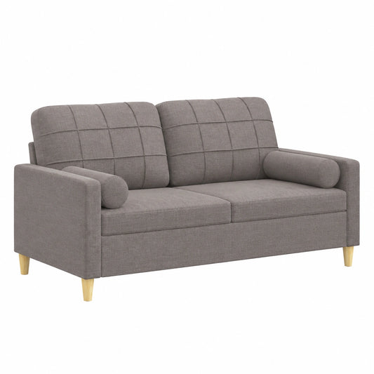 Zweiteiliges Sofa-Set mit Kissen in Taupe Stoff
