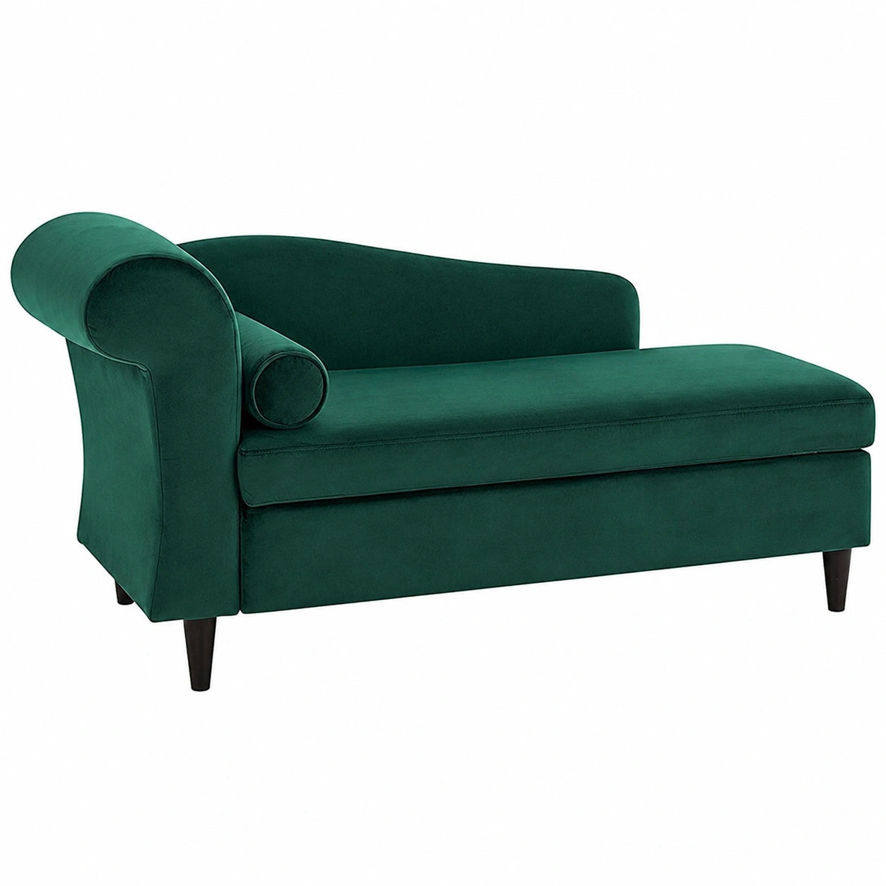 Designer Chaiselongue in Smaragdgrünem Samt mit Stauraum und Kissen