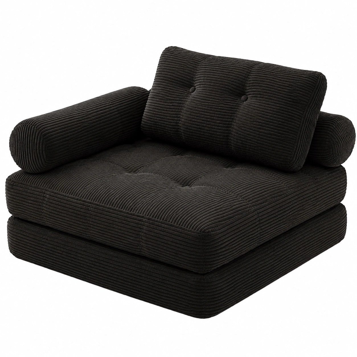 Multifunktionales Schlafsofa mit verstellbaren Armlehnen, Sitzsack-Sofa für Gästezimmer, Gaming und Lounge, platzsparend (Schwarz)