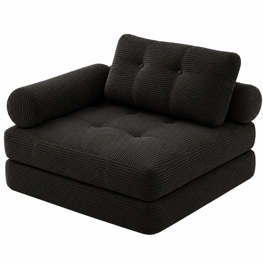 Multifunktionales Schlafsofa mit verstellbaren Armlehnen, Sitzsack-Sofa für Gästezimmer, Gaming und Lounge, platzsparend (Schwarz)