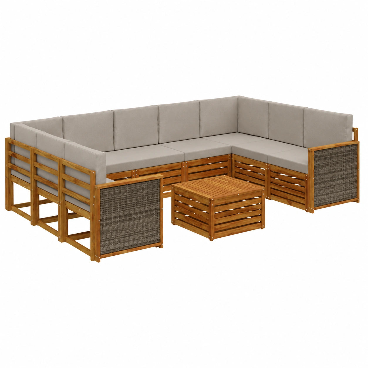 Sofagarnitur aus Akazien-Massivholz, Wohnzimmermöbel Set