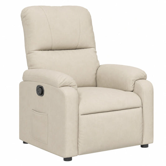 Moderner Relaxsessel mit Liegefunktion, Holz-Metall-Rahmen, Creme