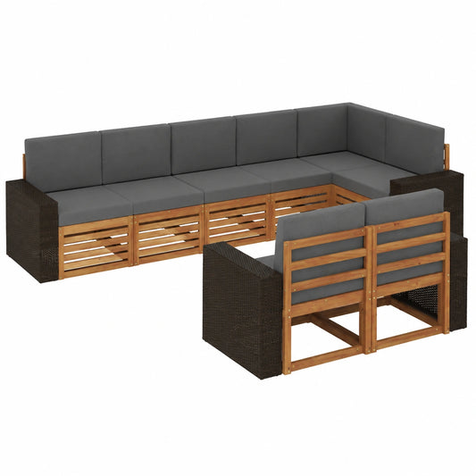 Massivholz Sofagarnitur aus Akazienholz, zeitloses Design