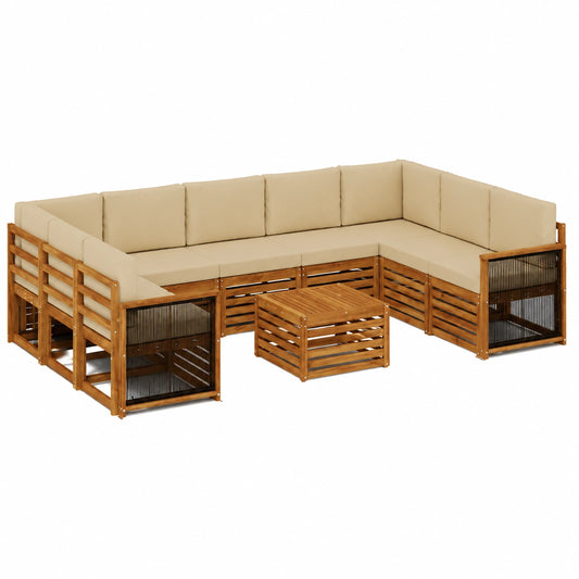 Elegante Sofagarnitur aus Akazien-Massivholz