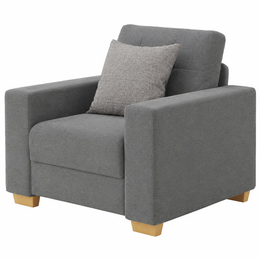 Moderner Dunkelgrauer Sessel aus Stoff 100x78x80 cm mit Sperrholzrahmen und Komfortpolsterung, vielseitig und platzsparend für Wohnzimmer
