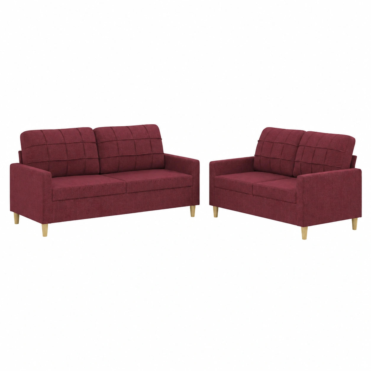 Elegante 2-teilige Sofagarnitur mit Kissen in Weinrot