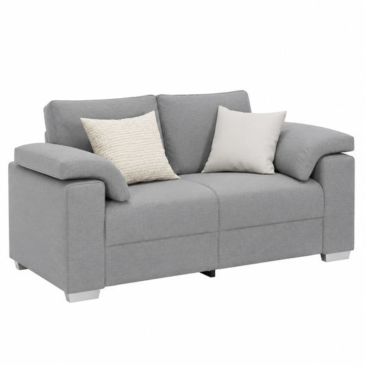 Modernes 2er Sofa-Set in Hellgrau, 219 x 80 x 82 cm, Stoffpolsterung