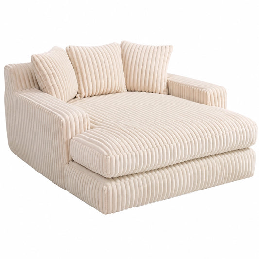 Bequemes Cord-Schlafsofa mit Kissen für Wohnzimmer und Büro, Beige