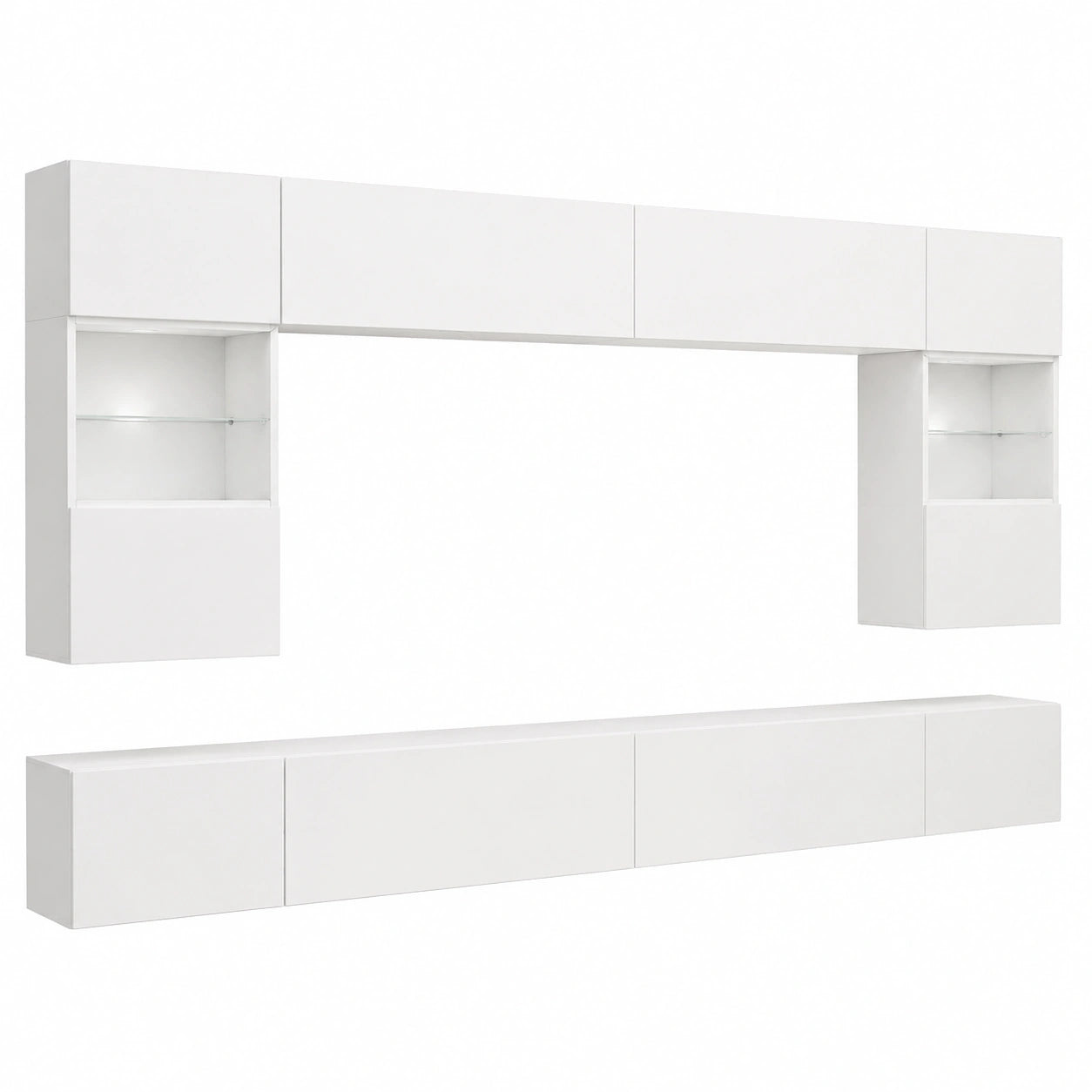 Moderne Wohnwand Kossana 1 – 300 cm Breit, Funktional in Weiß