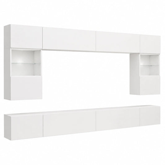 Moderne Wohnwand Kossana 1 – 300 cm Breit, Funktional in Weiß