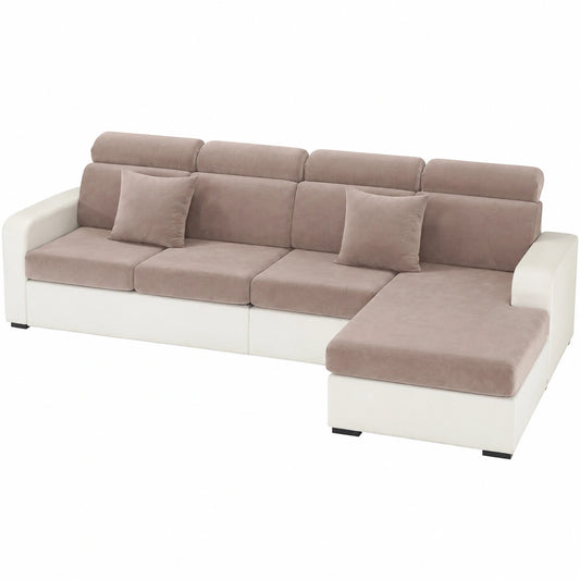 Elastische Samt Sofakissenbezüge, Rutschfest und Waschbar, Universal für Chaiselongue in Khaki
