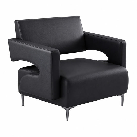Moderne Lounge-Sofas und Sessel, breite Armlehnen, PU-Bezug und Schaumstoffpolsterung, ideal für Büroempfangsbereiche, schwarz