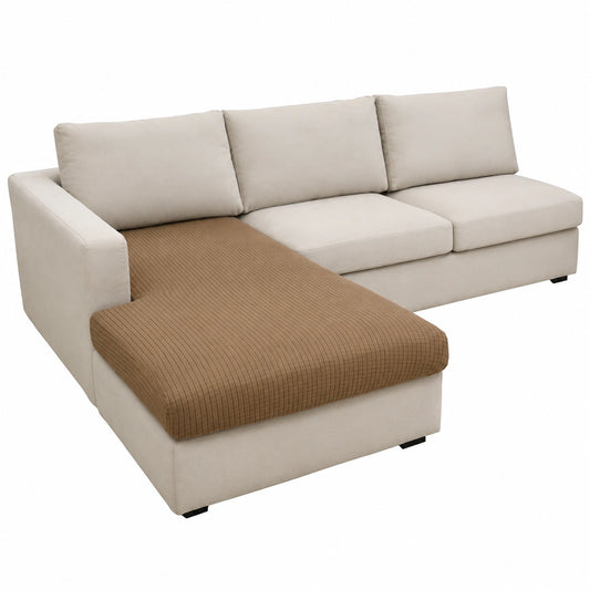 Elastische Sofabezug L-Form, 3-Sitzer Sofahusse, Stretch Polsterschutz in Hellbraun