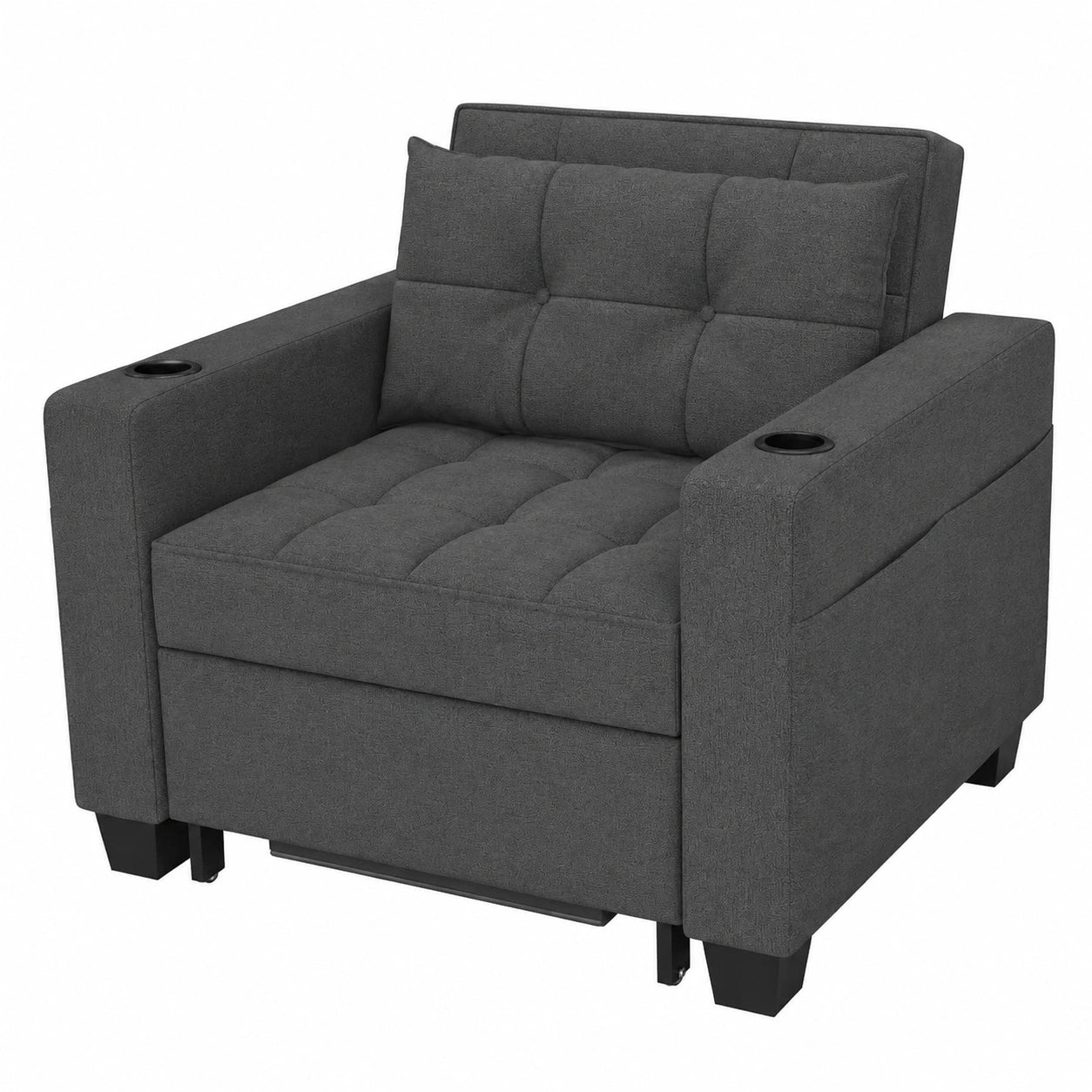 DURASPACE Verstellbares 3-in-1 Schlafsofa mit USB-Anschluss und Seitentaschen in Dunkelgrau
